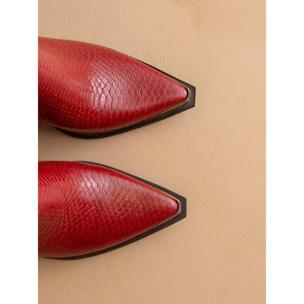 NEW OASIS SOCIETY women's frankie pointed toe cap boot in red - Picture 4 of 6